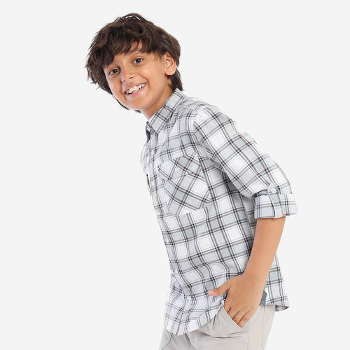 Boys Grey White Color Shirt