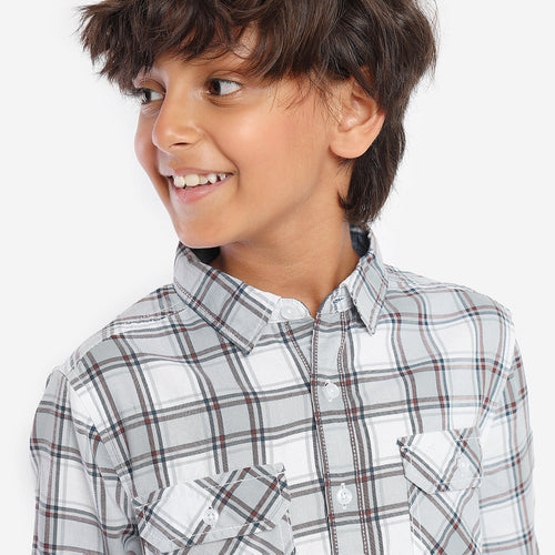 Boys Grey White Color Shirt