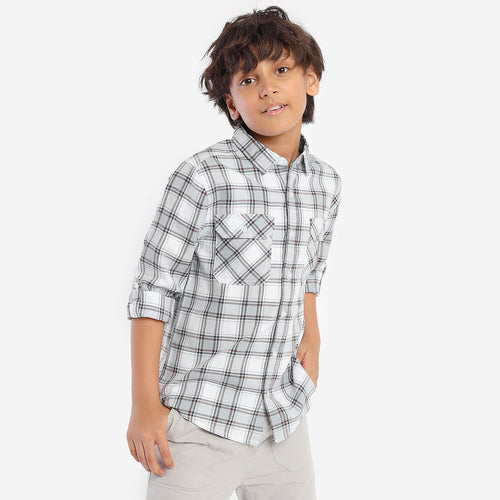 Boys Grey White Color Shirt