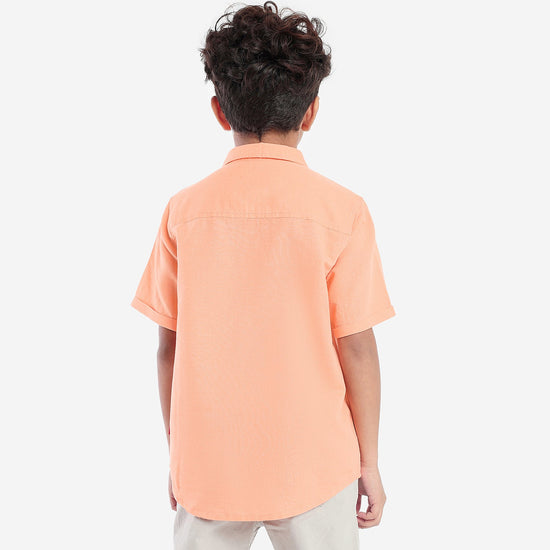 Boys Orange Half Sleeve Shirt