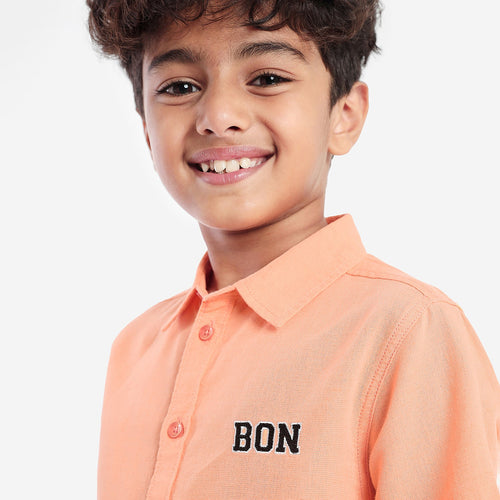 Boys Orange Half Sleeve Shirt
