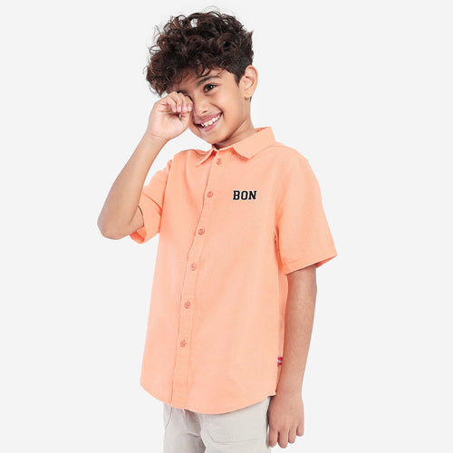 Boys Orange Half Sleeve Shirt