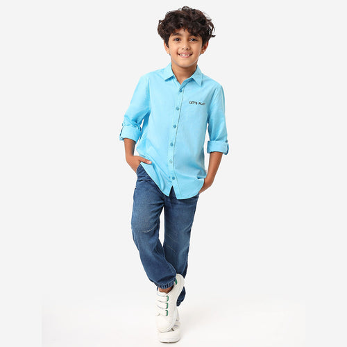 BONKIDS BOYS Lets Play Embroidery Full Sleeve SHIRTS