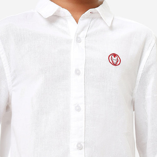 BONKIDS BOYS Iron Man Embroidery Full Sleeve SHIRTS