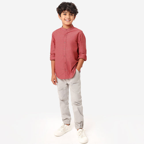 BONKIDS BOYS Solid Mandarin collar Shirt