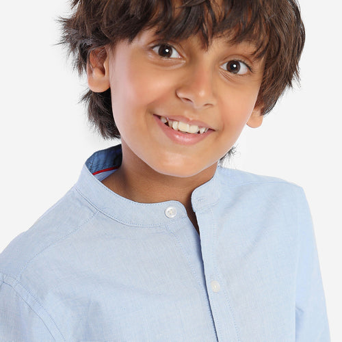 Boys Blue Solid Full Sleeve Shirt