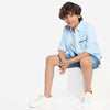 Boys Blue Solid Pocket Line Full Sleeve Shirt