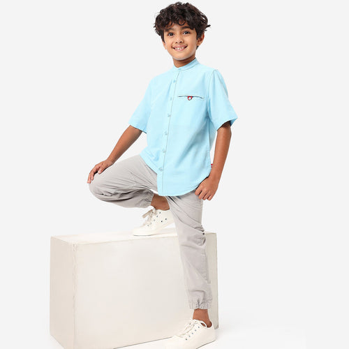 BONKIDS BOYS Sky Blue Half Sleeve SHIRTS
