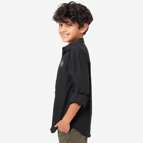 BONKIDS BOYS Blue Hulk Embroidery Full Sleeve SHIRTS
