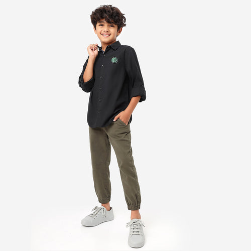 BONKIDS BOYS Blue Hulk Embroidery Full Sleeve SHIRTS