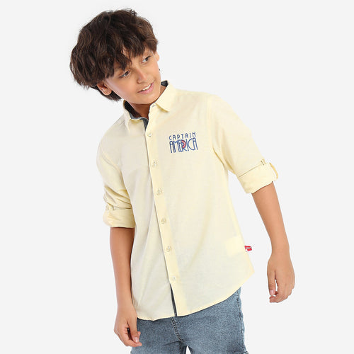 Boys Captain America Embroidery Full Sleeve Shirt