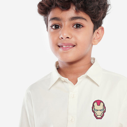 Boys Iron Man Embroidery Shirt