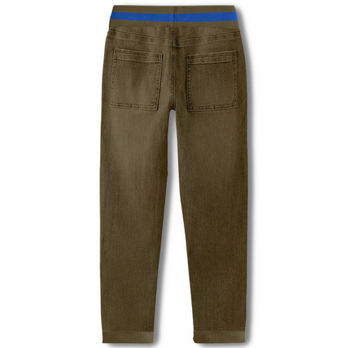 Boys Olive Jeans Jogger Fit