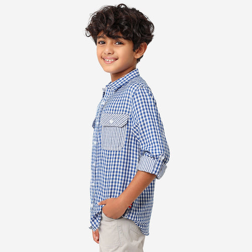 BONKIDS BOYS Double Pocket Checks Full Sleeve SHIRTS