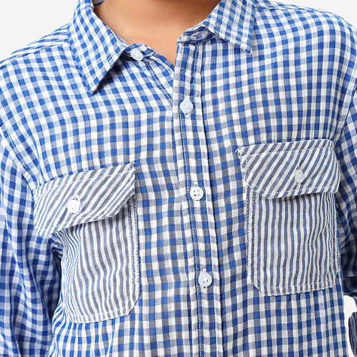 BONKIDS BOYS Double Pocket Checks Full Sleeve SHIRTS