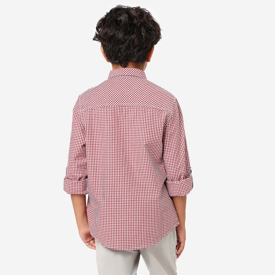 BONKIDS BOYS Pink Checks Full Sleeve SHIRTS