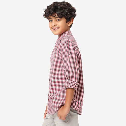 BONKIDS BOYS Pink Checks Full Sleeve SHIRTS