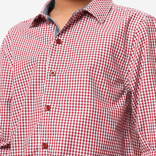 BONKIDS BOYS Pink Checks Full Sleeve SHIRTS