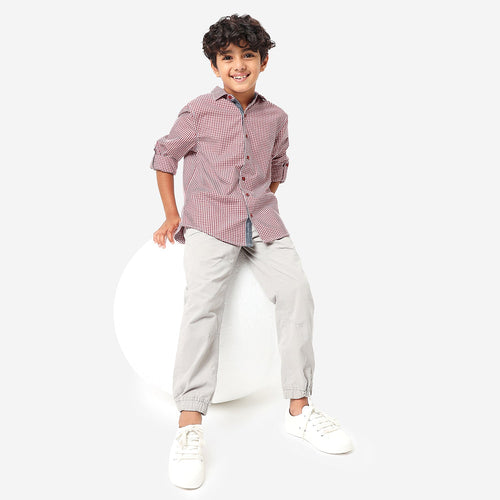 BONKIDS BOYS Pink Checks Full Sleeve SHIRTS