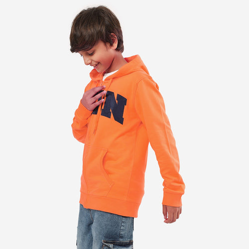 BOYS Embroidery Orange ZIPPER HOODIE