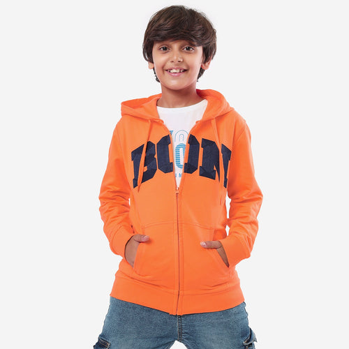 BOYS Embroidery Orange ZIPPER HOODIE