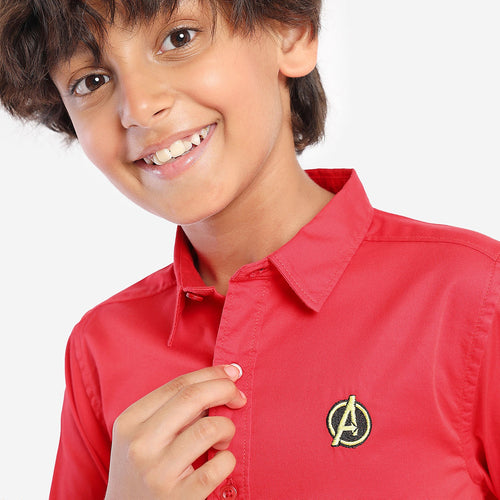 Boys Red Full Sleeve With Avengers Embroidery