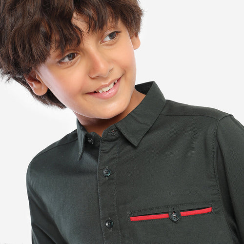 Boys Green Full SLeeve Shirt