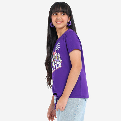 Girls Printed Knotted Cotton Top