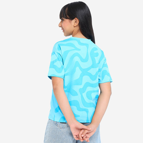 Girls oversized Regular Leangth Daisy Printed Cotton Tshirt