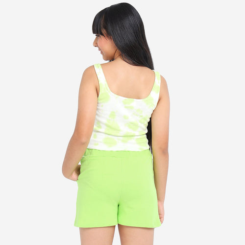 Green Solid Girls Regular Shorts