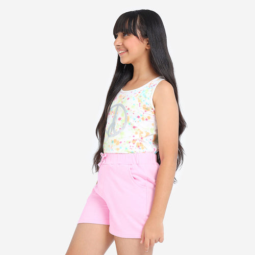 Pink Solid Girls Regular Shorts