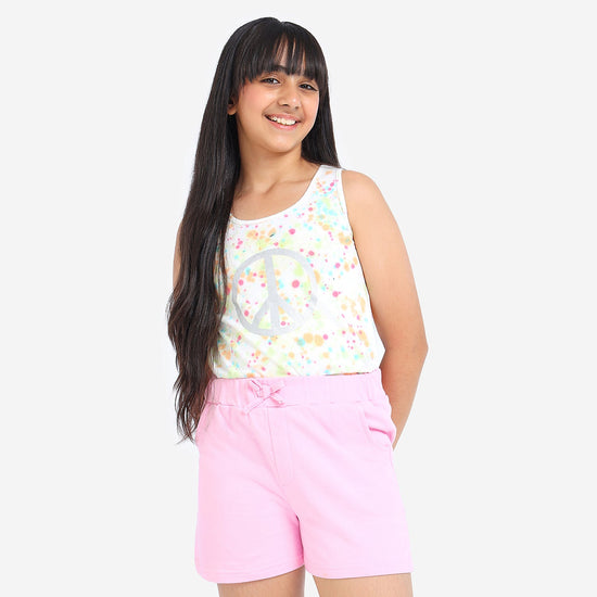 Pink Solid Girls Regular Shorts