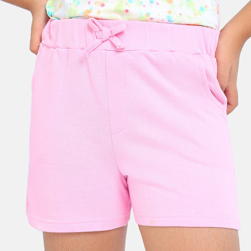 Pink Solid Girls Regular Shorts