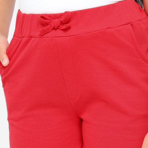 Red Solid Girls Regular Shorts