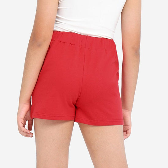 Red Solid Girls Regular Shorts