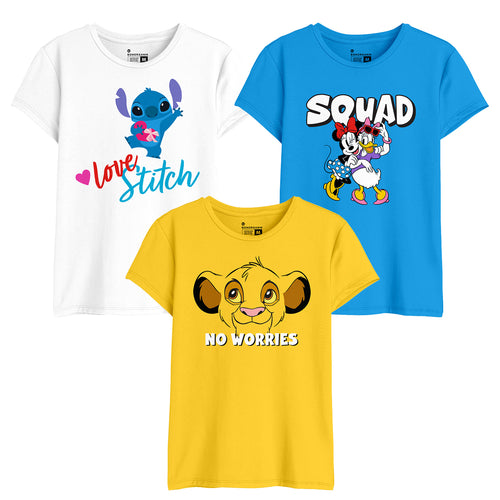 Squad Women Graphic Printed Combo Tees