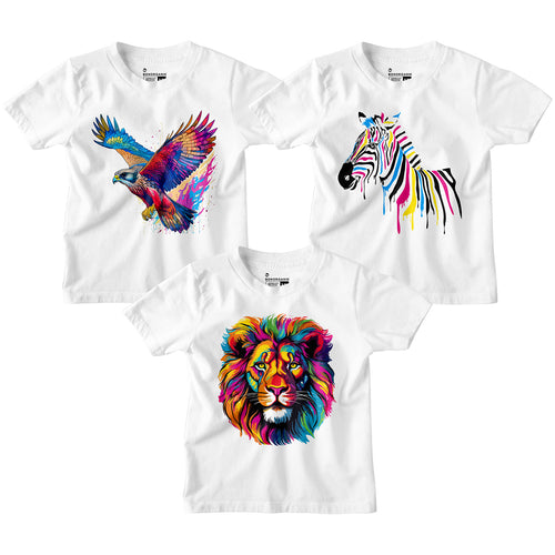 Lion Graphic Printed Boys Combo Tshirts