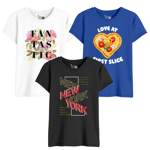 New York Women Graphic Printed Combo Tees