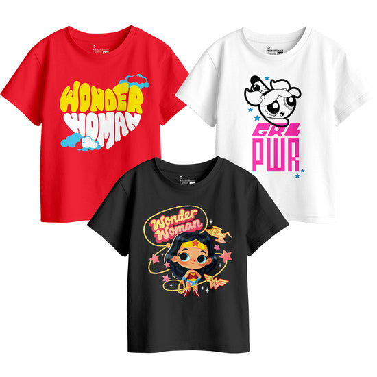 Girls Graphic Printed Combo Tees