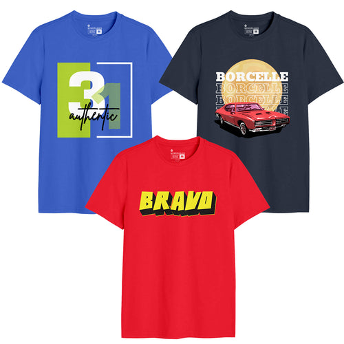 Bravo Men Graphic Printed Combo Tees