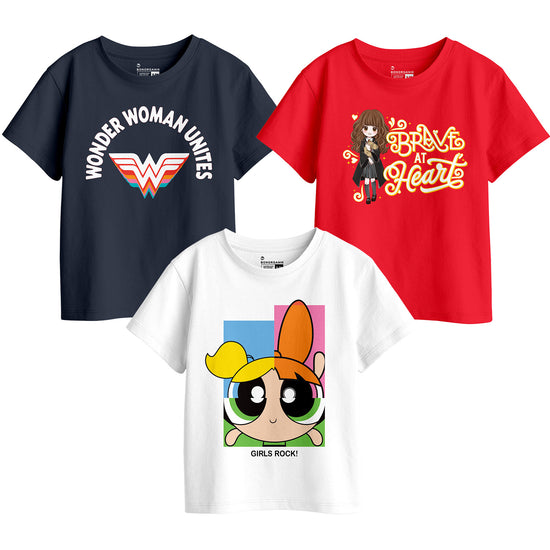Girls Graphic Printed Combo Tees