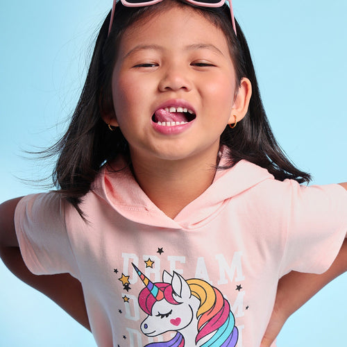 Unicorn Printed Hooded Girls Dress