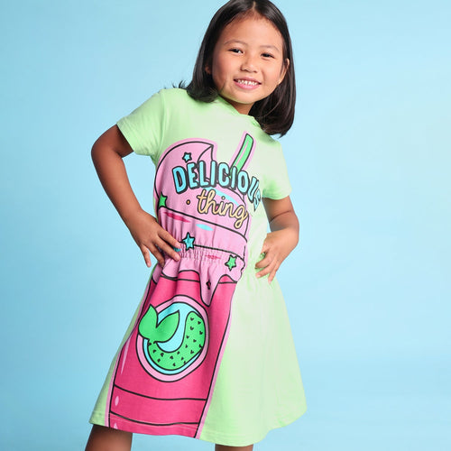 Delicious Thing Printed Hooded Girls Dress