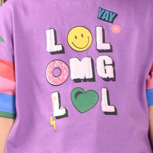 Girls Croped Printed Cotton Tshirt