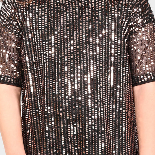 Girls Black Sequence Oversized Party Dress