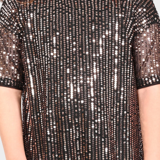 Girls Black Sequence Oversized Party Dress