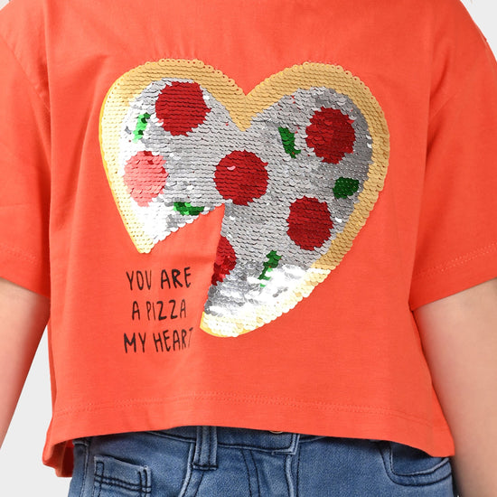 Girls Croped Print Cotton Tshirt