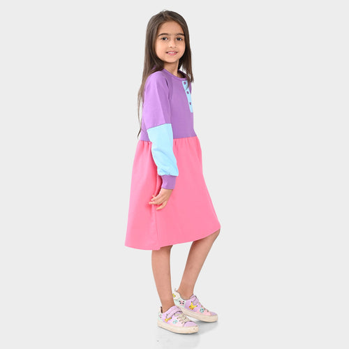 Girls Cotton Multi Color Dress