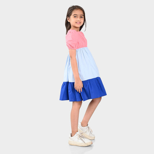 Girls Dress Tri Color