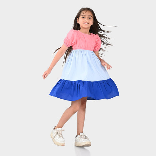 Girls Dress Tri Color
